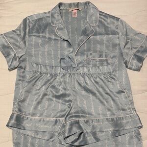 Victoria's Secret Light Blue Satin Pajama Set